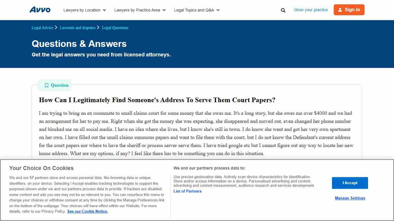 How Can I Legitimately Find Someone's Address To Serve Them Court Papers? - Legal Answers
