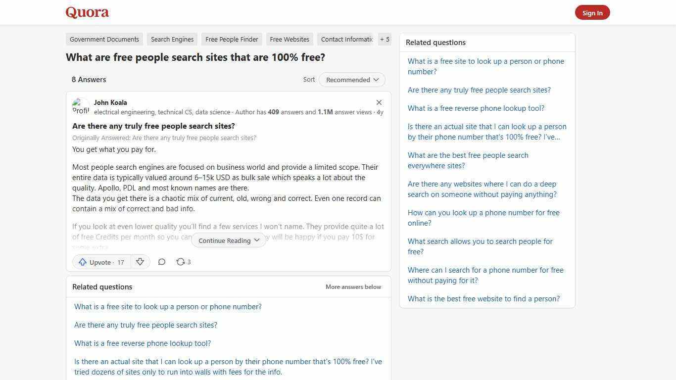 What are free people search sites that are 100% free? - Quora